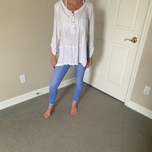 White three quarter length sleeve